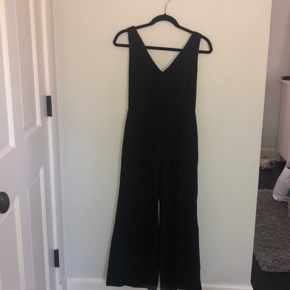 black formal romper. ties in the back